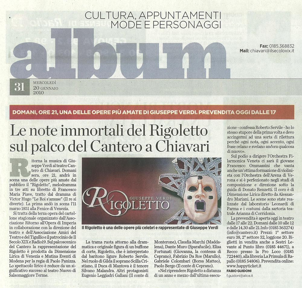 20.01.2010 – IL SECOLO XIX – Rigoletto